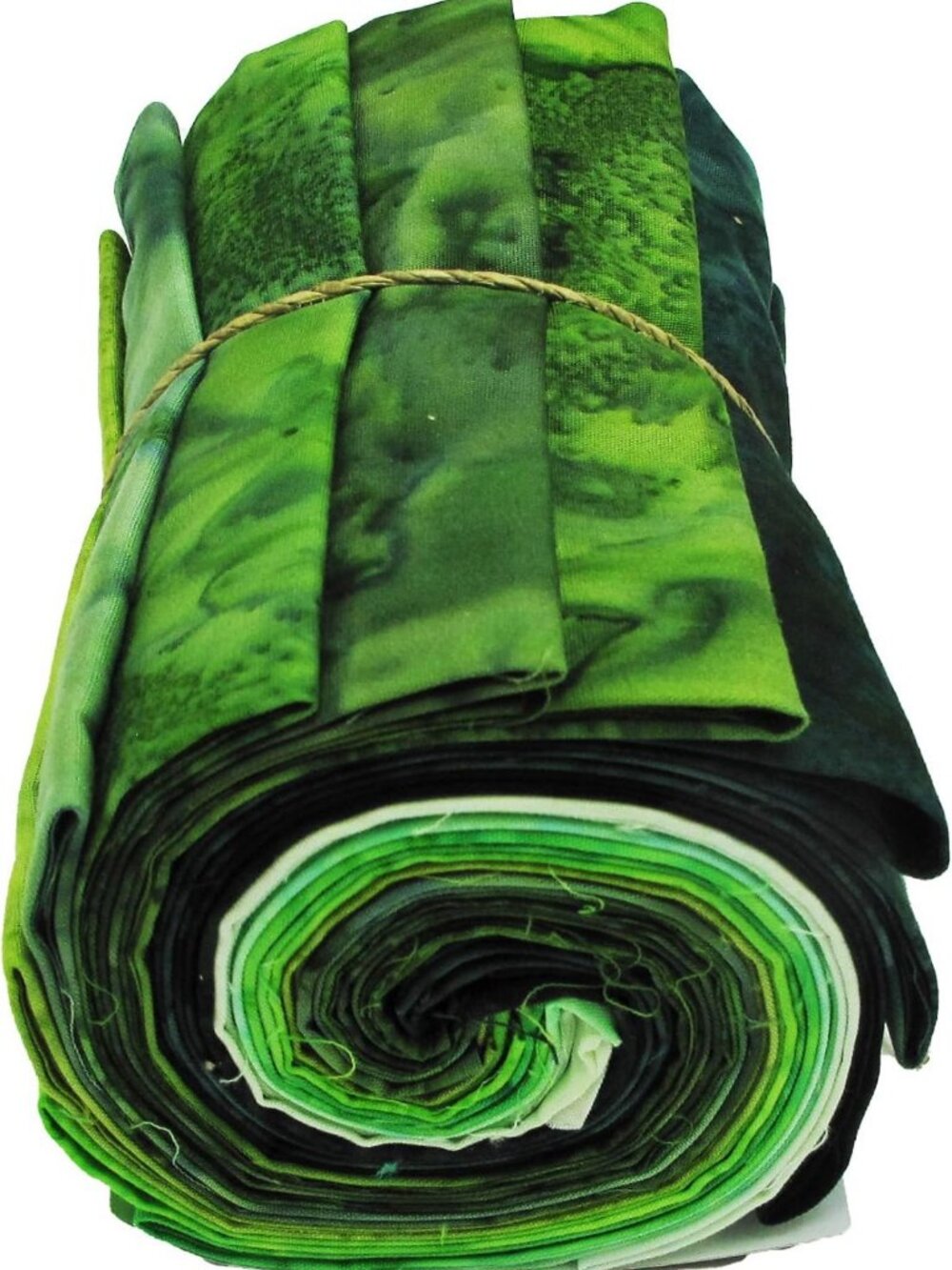 Colorful Watercolor Fat Quarter Bundle - 12pcs Green Batik Fabric for Quilting